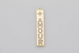 1 pc 18k Amour Tag Dogtag Charm CZ, Pendant- 7x57mm