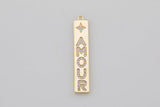 1 pc 18k Amour Tag Dogtag Charm CZ, Pendant- 7x57mm