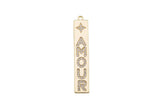 1 pc 18k Amour Tag Dogtag Charm CZ, Pendant- 7x57mm