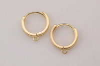 4pcs 18kt Gold hoop huggie one touch w/ open link Lever Hoop earring making, 15mm Earring Charm Making Findings Huggies