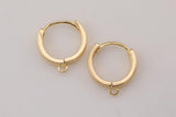 4pcs 18kt Gold hoop huggie one touch w/ open link Lever Hoop earring making, 15mm Earring Charm Making Findings Huggies