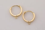 4pcs 18kt Gold hoop huggie one touch w/ open link Lever Hoop earring making, 15mm Earring Charm Making Findings Huggies