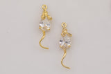 1 pc 18k Mouse Charm, Pendant- 7x29mm