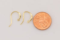 18kt Gold Earring Hook Wire CZ Earring, dainty Hoops, gold ear Hoops minimalist jewelry- 2 pcs fish hook earrings