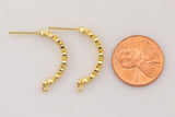 18kt Gold Earring Stud Hook Wire CZ Earring, dainty Hoops, gold ear Hoops minimalist jewelry- 2 pcs fish hook earrings