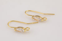 18kt Gold Earring Hook Wire CZ Earring, dainty Hoops, gold ear Hoops minimalist jewelry- 2 pcs fish hook earrings