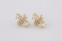 1pcs 18K Gold Bee Stud Earring- 1 pair per order - 10x14mm