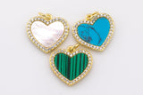 1 pc 18k Gold Heart Micro Pave, Heart Charms, Lock Necklace Earring Charms, CZ Pave- 16mm