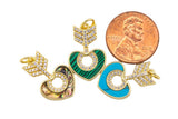 1 pc 18k Gold Heart Arrow Micro Pave, Heart Charms, Lock Necklace Earring Charms, CZ Pave- 13x20mm
