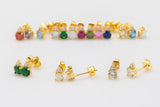 Raindrop 18kt Gold Birthstone Stud 2 Solitare Design CZ Earring- 2 pcs per order- 5x7mm BEAUTIFUL EARRINGS!
