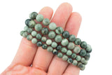 Natural Green Moss Jasper Bracelet Smooth Round Size 6mm and 8mm- Handmade In USA- approx. 7" Bracelet Crystal Bracelet