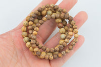Natural Spotted Picture Jasper Bracelet Smooth Round Size 6mm and 8mm- Handmade In USA- approx. 7" Bracelet Crystal Bracelet