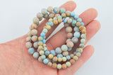 Matte Aqua Sea Sediment Jasper Smooth Round Size 6mm and 8mm- Handmade In USA- approx. 7" Bracelet Crystal Bracelet