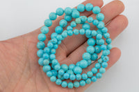 Turquoise Bracelet Smooth Round Size 6mm and 8mm- Handmade In USA- approx. 7" Bracelet Crystal Bracelet