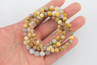 Natural Yellow Opalized Agate Bracelet Smooth Round Size 6mm and 8mm- Handmade In USA- approx. 7" Bracelet Crystal Bracelet