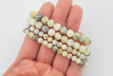 Natural Pale Yellow Opal Bracelet Smooth Round Size 6mm and 8mm- Handmade In USA- approx. 7" Bracelet Crystal Bracelet