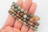 Natural Green Rutilated Quartz Bracelet Smooth Round Size 6mm and 8mm- Handmade In USA- approx. 7" Bracelet Crystal Bracelet