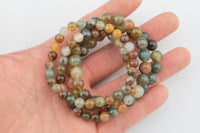 Natural Green Rutilated Quartz Bracelet Smooth Round Size 6mm and 8mm- Handmade In USA- approx. 7" Bracelet Crystal Bracelet