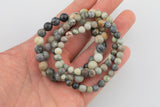 Silver Picasso Jasper Smooth Round Size 6mm and 8mm- Handmade In USA- approx. 7" Bracelet Crystal Bracelet