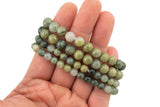 Green Rutilated Quartz Smooth Round Size 6mm and 8mm- Handmade In USA- approx. 7" Bracelet Crystal Bracelet