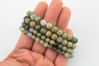Green Rutilated Quartz Smooth Round Size 6mm and 8mm- Handmade In USA- approx. 7" Bracelet Crystal Bracelet