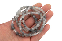 Natural Cloudy Quartz Smooth Round Size 6mm and 8mm- Handmade In USA- approx. 7" Bracelet Crystal Bracelet