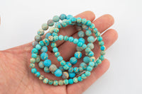 Matte Aqua Sea Sediment Jasper Smooth Round Size 6mm and 8mm- Handmade In USA- approx. 7" Bracelet Crystal Bracelet