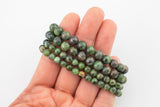 Natural Green Caldrite Smooth Round Size 6mm and 8mm- Handmade In USA- approx. 7" Bracelet Crystal Bracelet