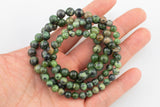Natural Green Caldrite Smooth Round Size 6mm and 8mm- Handmade In USA- approx. 7" Bracelet Crystal Bracelet