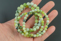 Natural New Flower Jade Round Size 6mm and 8mm- Handmade In USA- approx. 7" Bracelet Crystal Bracelet