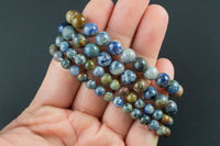 Natural Flower Sodalite Round Size 6mm and 8mm- Handmade In USA- approx. 7" Bracelet Crystal Bracelet