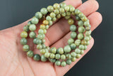 Natural Olive Jasper Round Size 6mm and 8mm- Handmade In USA- approx. 7" Bracelet Crystal Bracelet