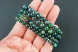 Natural Moss Agate Round Size 6mm and 8mm- Handmade In USA- approx. 7" Bracelet Crystal Bracelet