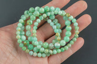 Natural Green Flower Angelite Bracelet Smooth Round Size 6mm and 8mm- Handmade In USA- approx. 7" Bracelet Crystal Bracelet