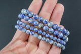 Natural Sodalite Jasper Round Size 6mm and 8mm- Handmade In USA- approx. 7" Bracelet Crystal Bracelet
