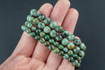 Natural African Turquoise Round Size 6mm and 8mm- Handmade In USA- approx. 7" Bracelet Crystal Bracelet