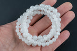 Natural White Milky Jade Round Size 6mm and 8mm- Handmade In USA- approx. 7" Bracelet Crystal Bracelet