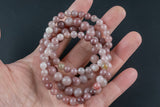 Natural Strawberry Quartz Round Size 6mm and 8mm- Handmade In USA- approx. 7" Bracelet Crystal Bracelet