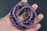 Natural Amethyst Round Size 6mm and 8mm- Handmade In USA- approx. 7" Bracelet Crystal Bracelet