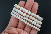 Natural White Coral Round Size 6mm and 8mm- Handmade In USA- approx. 7" Bracelet Crystal Bracelet