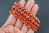 Natural Red Jasper Round Size 6mm and 8mm- Handmade In USA- approx. 7" Bracelet Crystal Bracelet