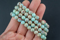 Aqua Sea Sediment Jasper Round Size 6mm and 8mm- Handmade In USA- approx. 7" Bracelet Crystal Bracelet