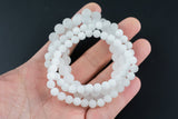 Natural Matte White Milky Jade Round Size 6mm and 8mm- Handmade In USA- approx. 7" Bracelet Crystal Bracelet