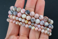 Natural Pink Opal Bracelet Matte Round Size 6mm and 8mm- Handmade In USA- approx. 7" Bracelet Crystal Bracelet