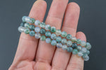 Natural Moss Agate Bracelet Smooth Round Size 6mm and 8mm- Handmade In USA- approx. 7" Bracelet Crystal Bracelet