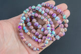 Purple Aqua Terra Jasper Bracelet Round Size 6mm and 8mm- Handmade In USA- approx. 7" Bracelet Crystal Bracelet