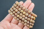 Tibetan Dzi Bead Bracelet Matte Round Size 6mm and 8mm- Handmade In USA - Natural Gemstone Crystal Bracelets - Handmade Jewelry - approx. 7"