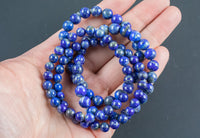 Natural Lapis Lazuli Bracelet Round Size 6mm and 8mm Undyed Natural - Handmade In USA - Handmade Jewelry - approx. 7" Crystal Bracelet