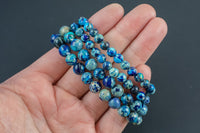 Royal Blue Aquaterra Jasper Bracelet Round Size 6mm and 8mm - Handmade In USA - Natural Gemstone Crystal Bracelets - approx. 7"