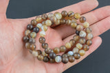 Striped Agate Bracelet Round Size 6mm and 8mm - Handmade In USA - Natural Gemstone Crystal Bracelets - Handmade Jewelry - approx. 7"